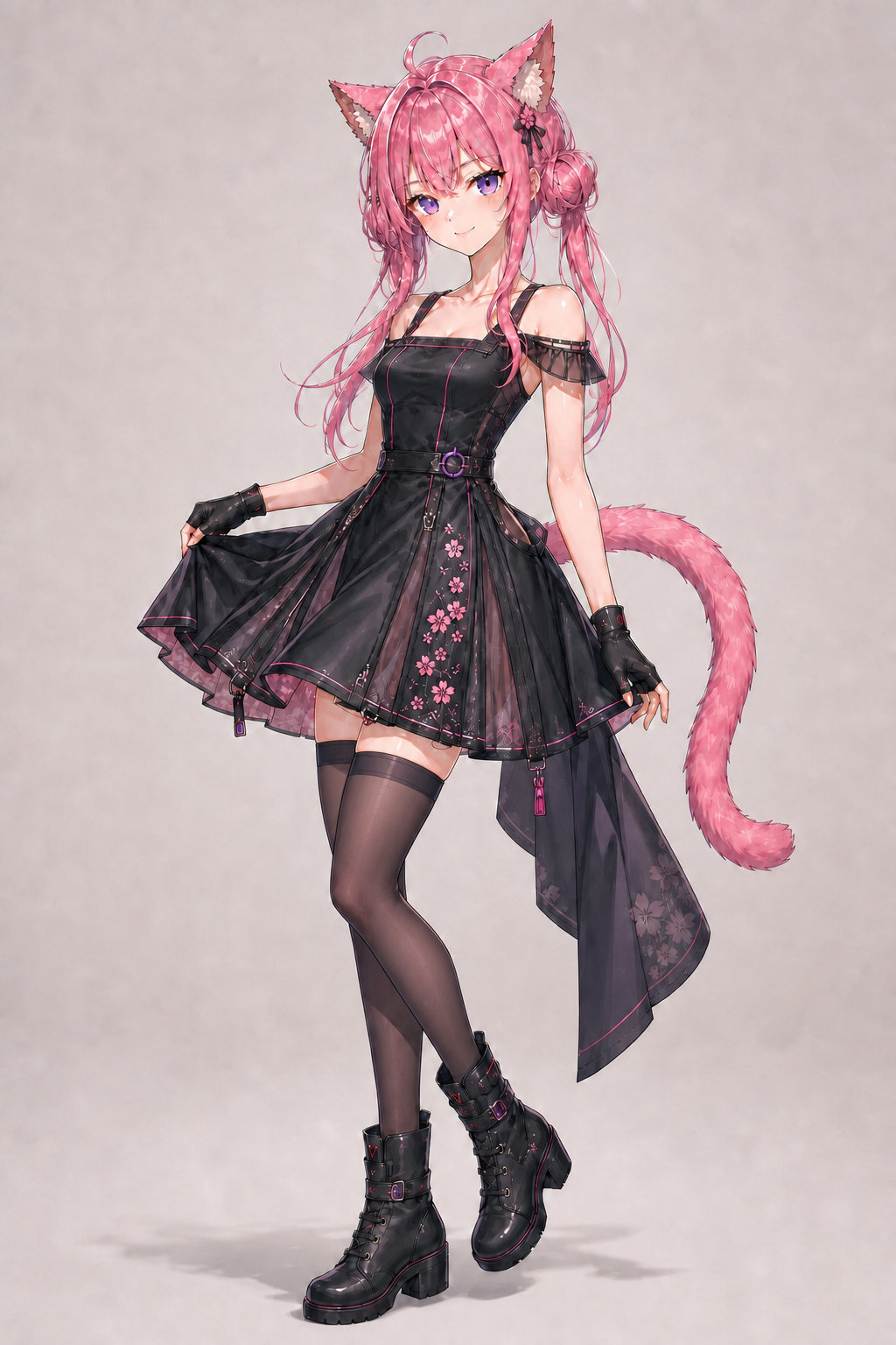 HIKARI-07 in a black and graphite fashion dress