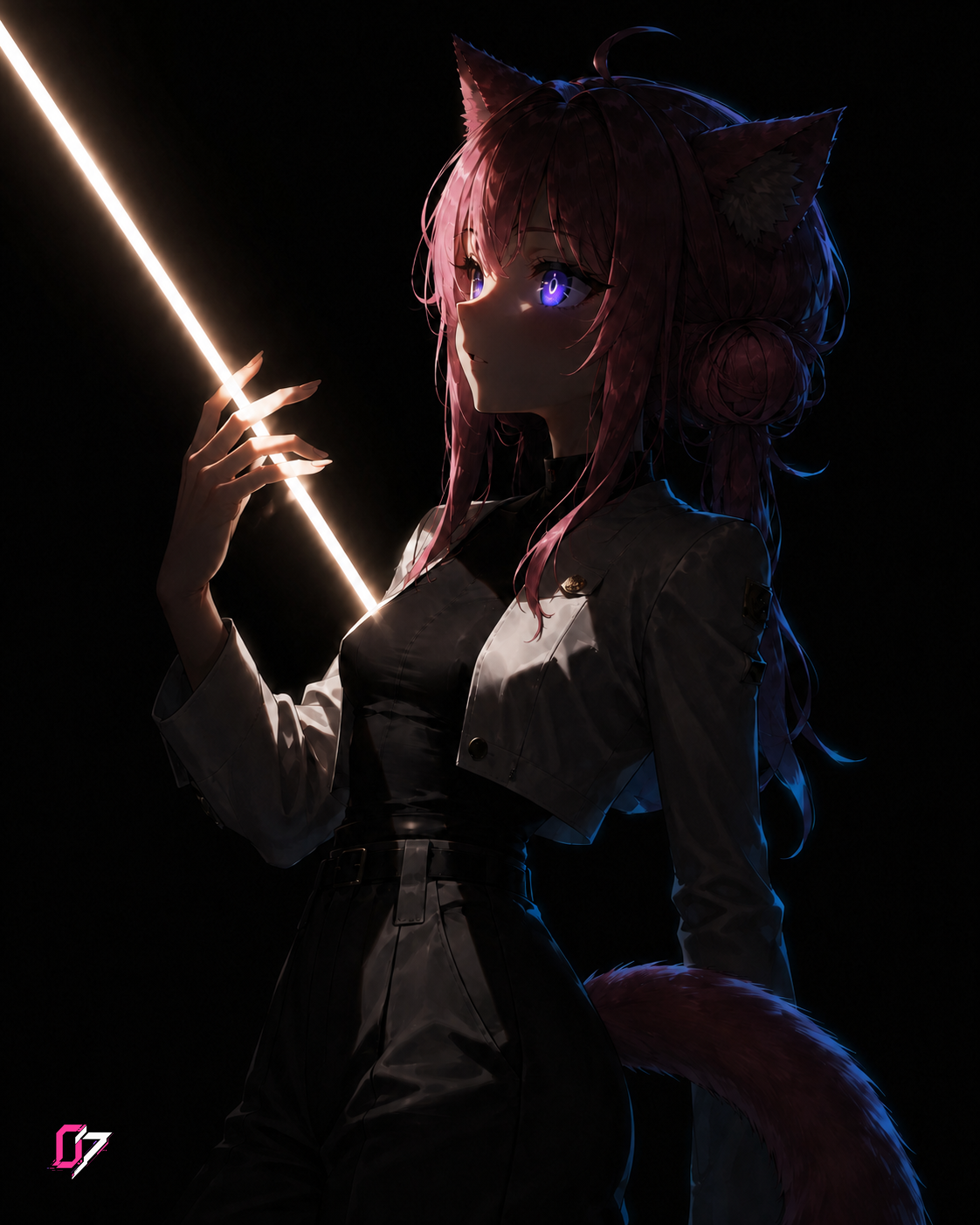 Hikari holding a luminous blade
