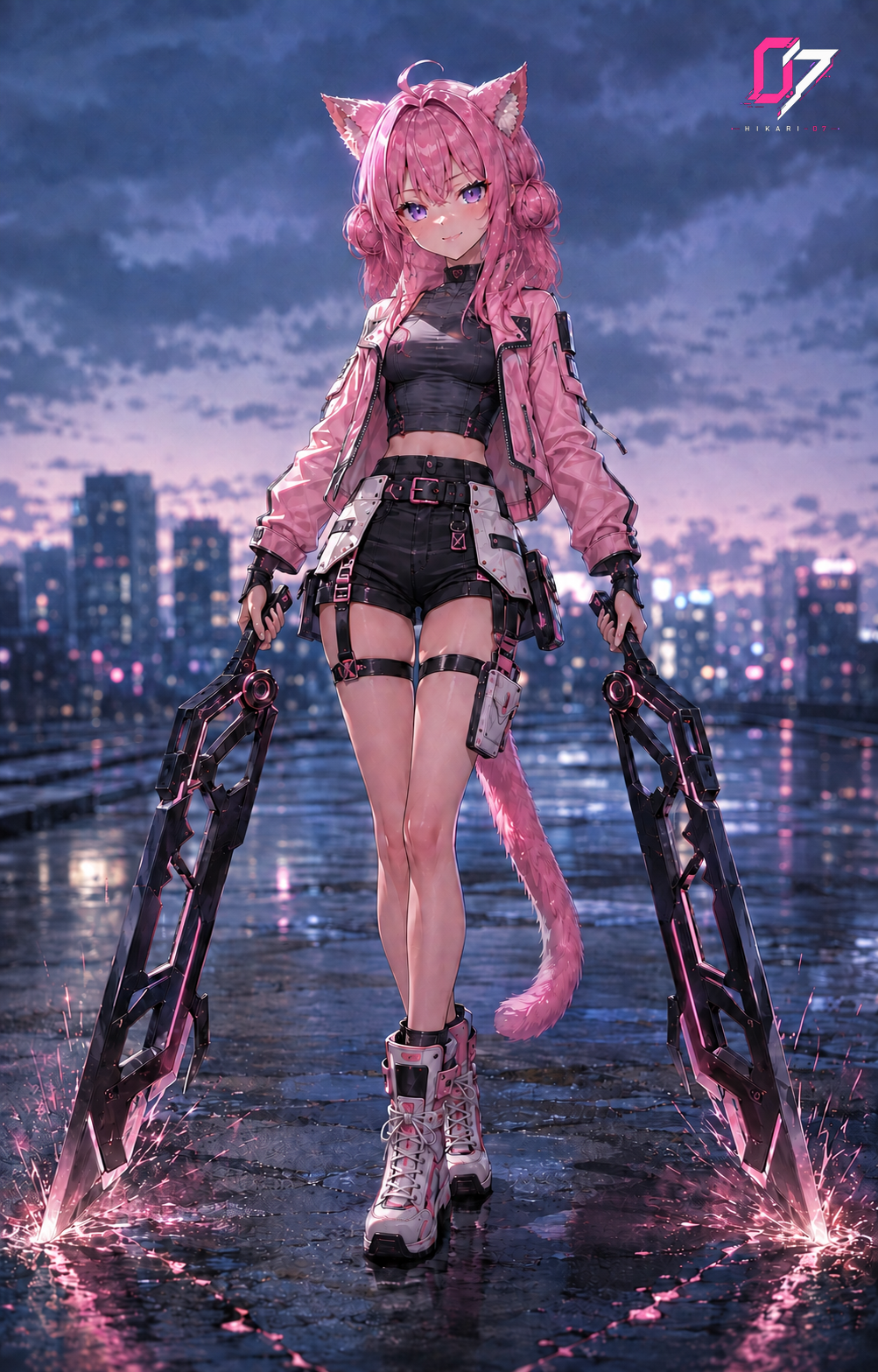 Hikari in a twin-blade action composition